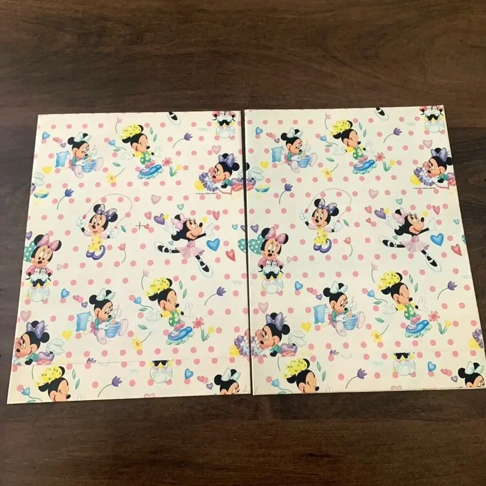 Lot Vtg 90s Disney Gift Wrapping Paper Baby Birthday Mickey Minnie Mouse Pluto